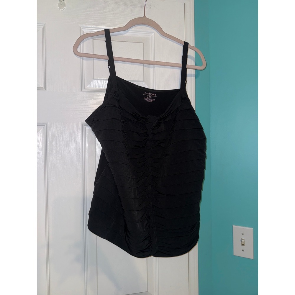 Lane Bryant Black Tiered Ruffle Camisole Top Plus Size 18/20 Adjustable Straps